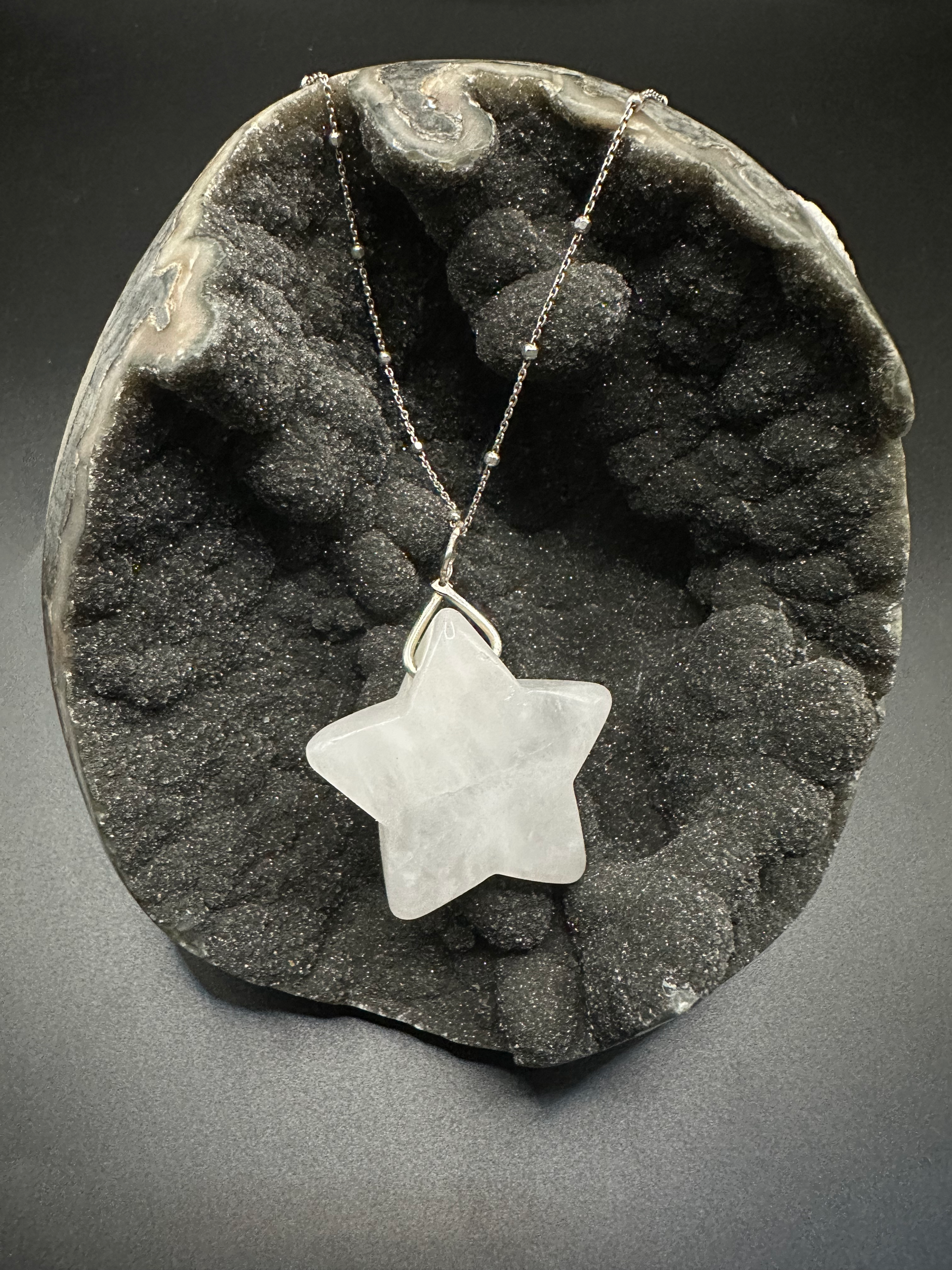 Selenite Star Pendant With Chain