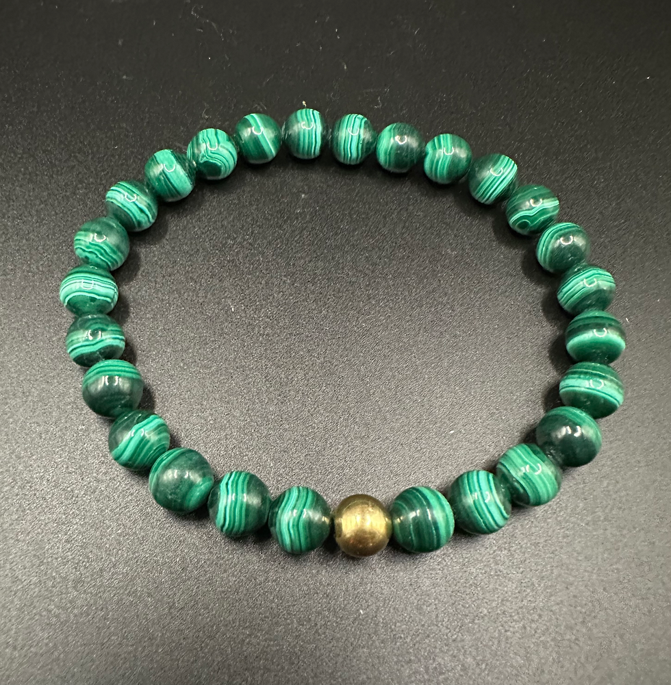 Thumbnail: Malachite with Gold 8inch Bracelet 