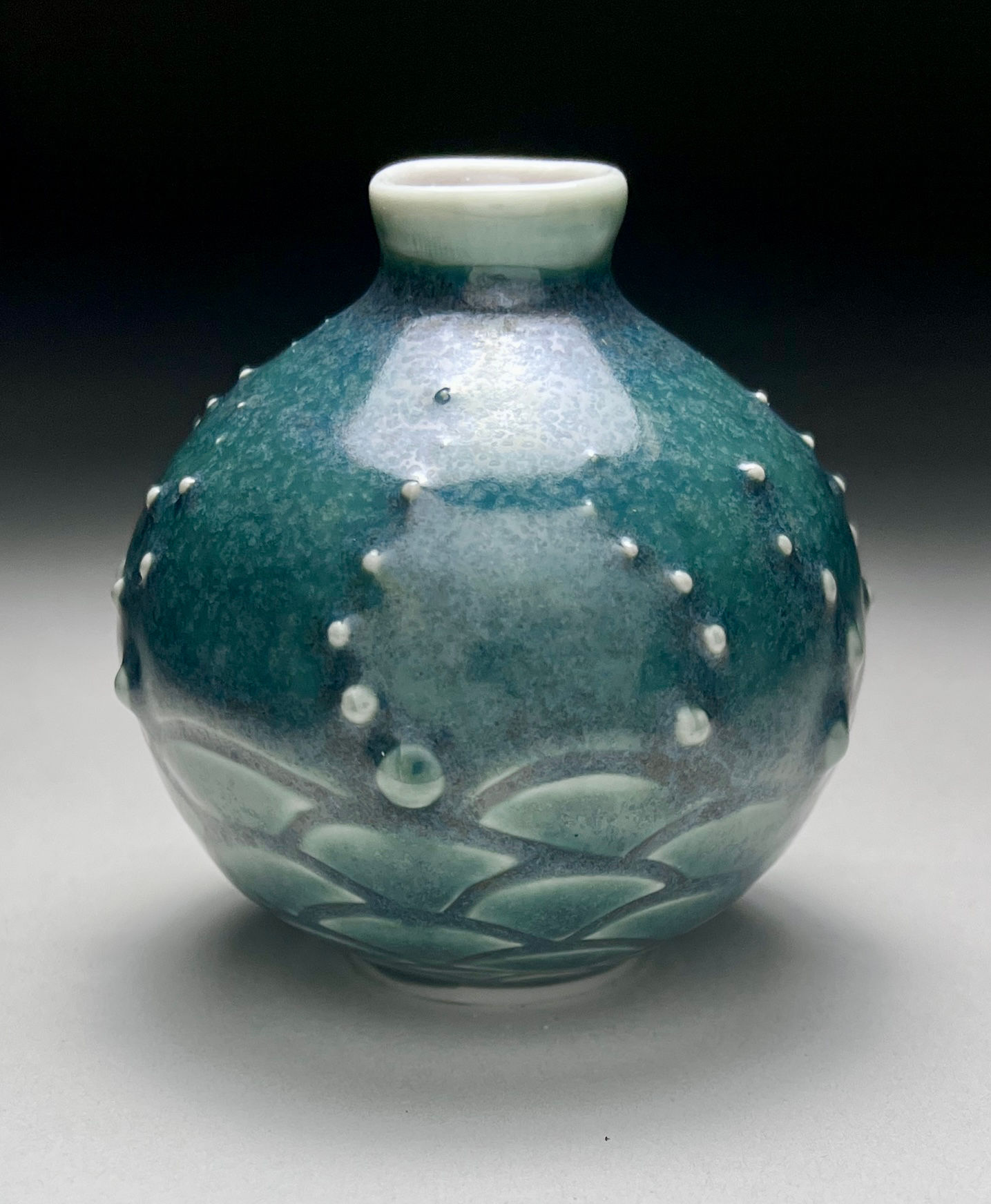 Porcelain Emerald Scales Tiny Vase