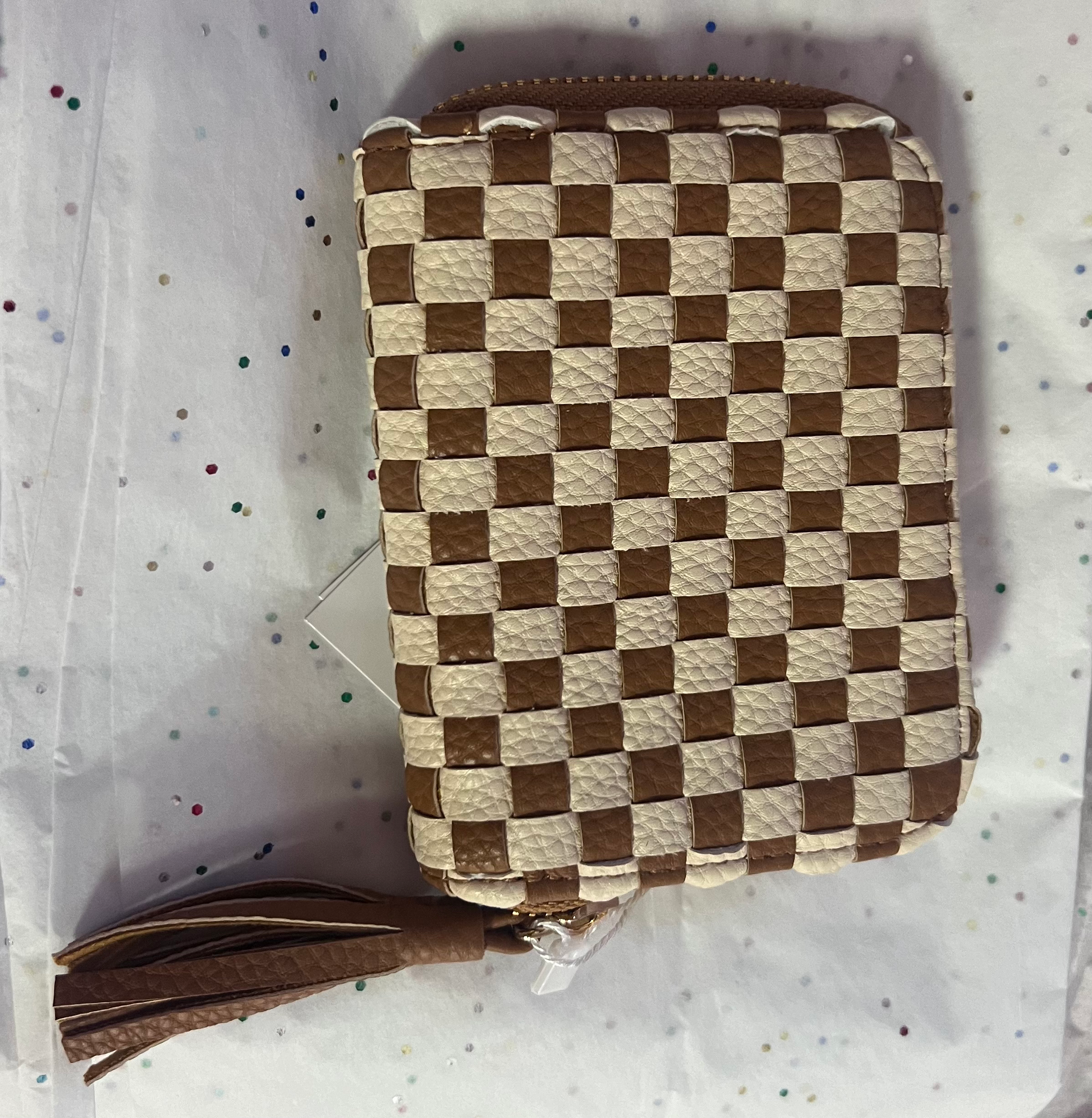 WYNONA WOVEN WALLET CHECKERED BROWN