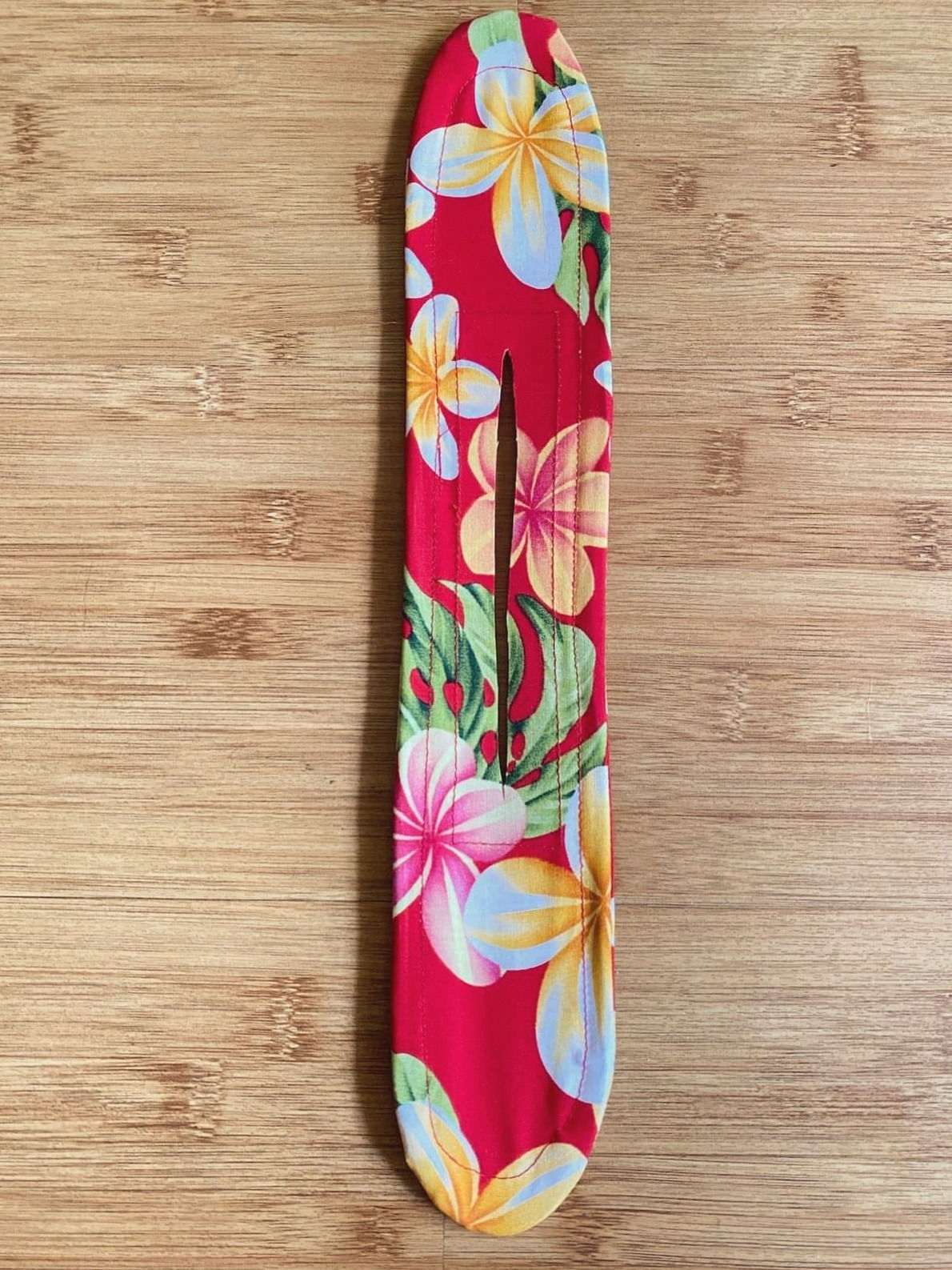 Red Tropical with Pink/yellow Plumeria