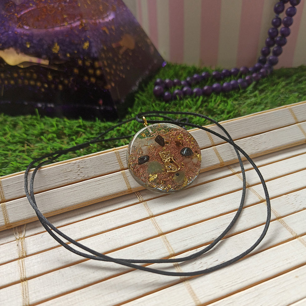 Miniatura: Colar de Orgonite de Gato Dourado - Transparente