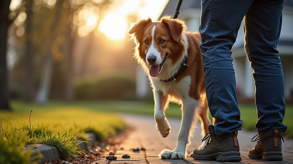 Close-up view of a professional dog waste removal technician at work