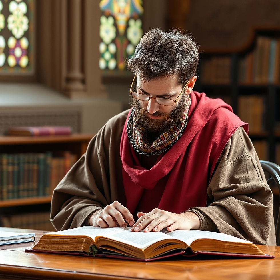 A scholar reading scripture in the original language
