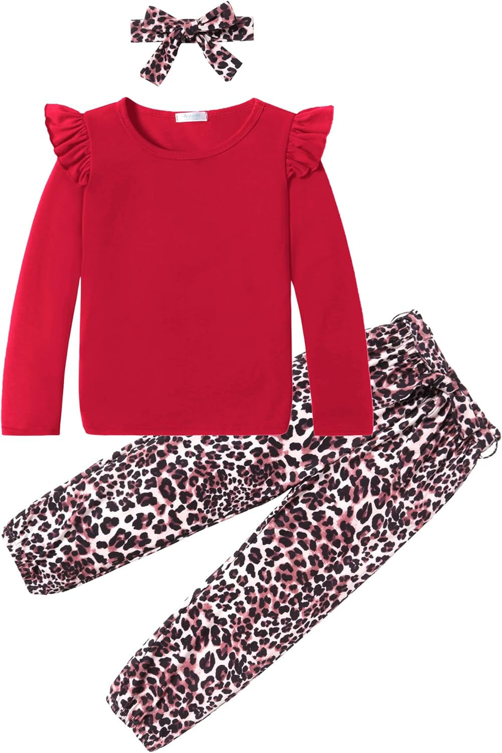 Arshiner Toddler Girl Fall Outfits Ruffle Tops And Floral Pants Set With Headba