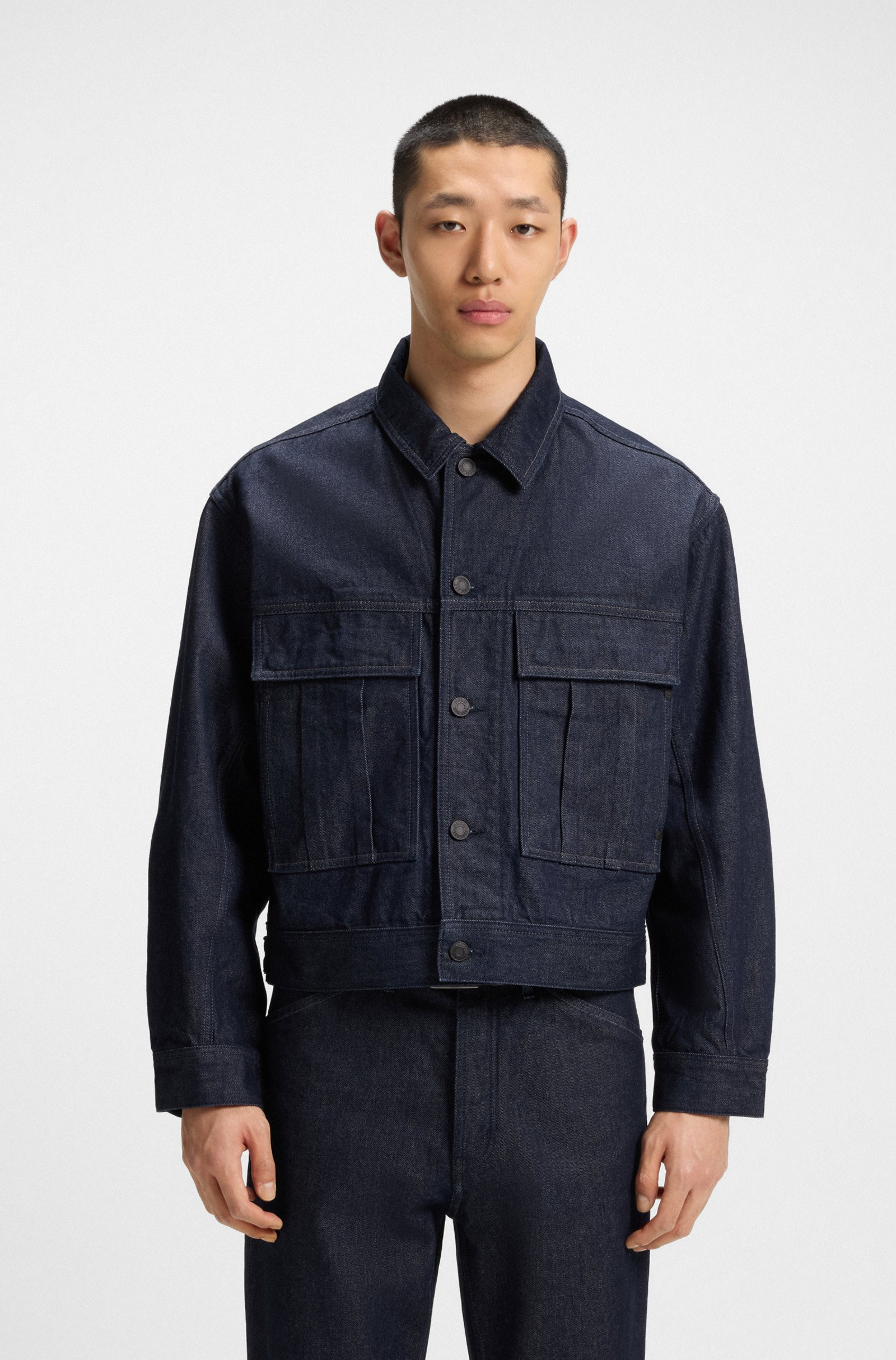 Relaxed-fit jacket in dark-blue Japanese denim