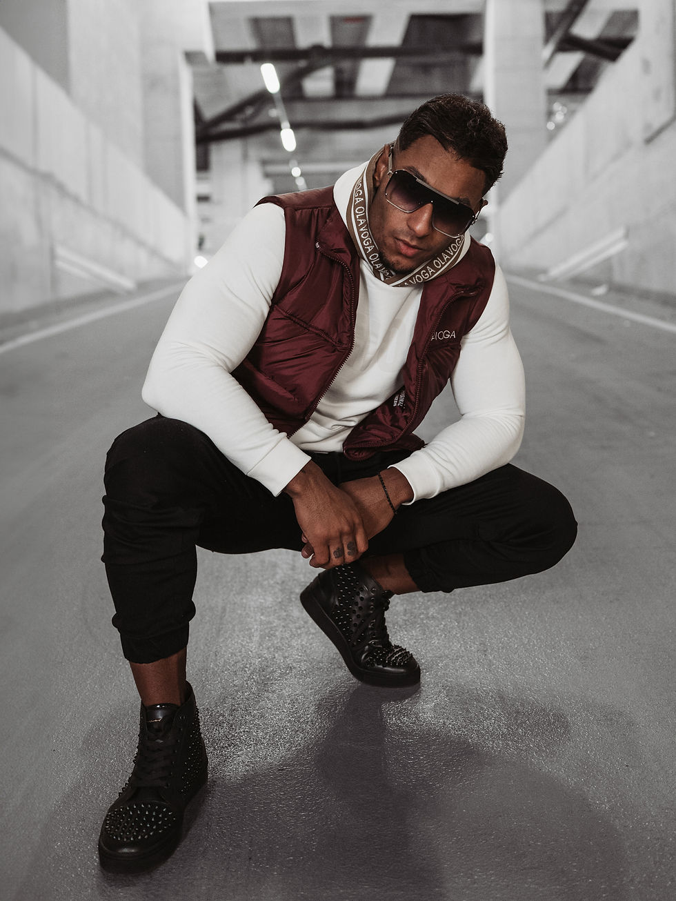 Man in warm Chocolate color vest