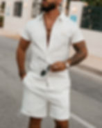 Ola Voga BANDI 2026 męski komplet ecru beige koszula szorty Fashionista By AC