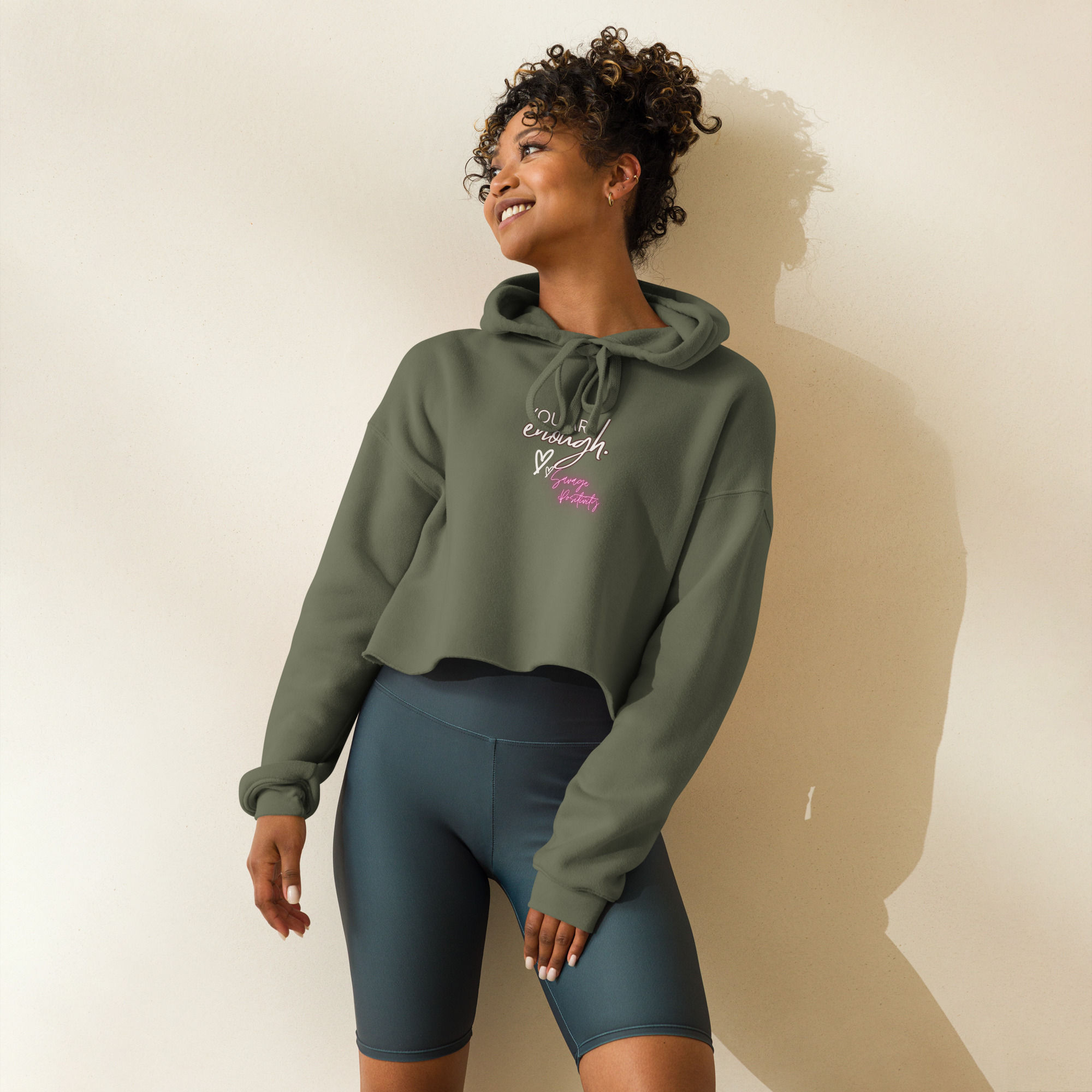 Savage Positivity " You Are Enough" Crop Hoodie
