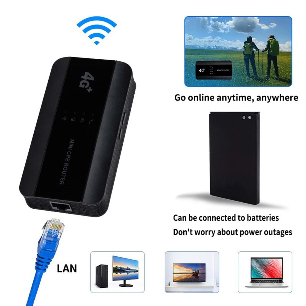 SOLIDFAST WİFİ 6 1 ETH. ÇIKIŞ 4G TAŞINABİLİR 3000MAH PİLLİ 150M 2.4G-EU-BAND WİF