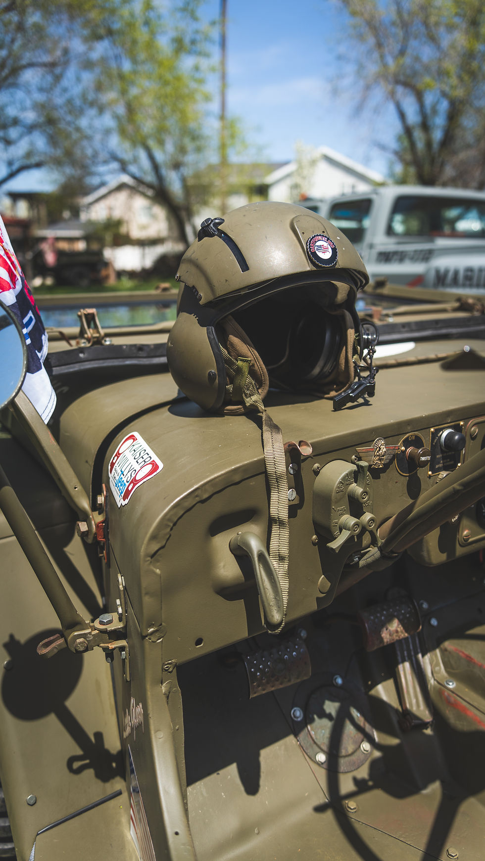 An inside look of the Jeep.