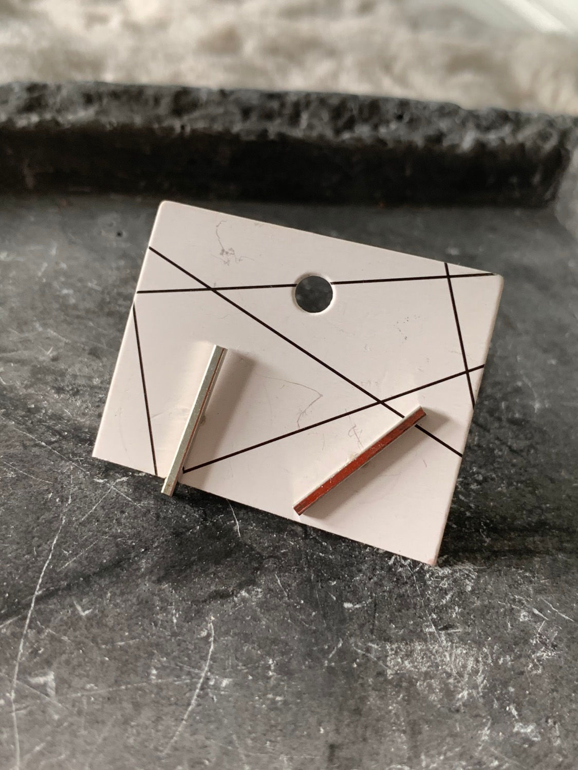 Big silver line earring