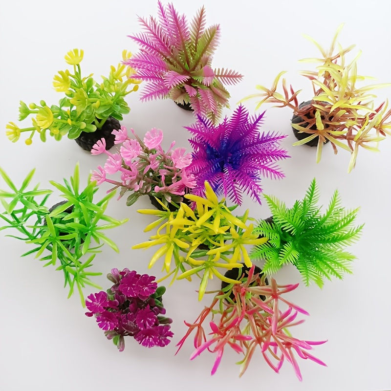 Thumbnail: 10pcs Vibrant Artificial Seaweed Aquarium Plants - Diverse & Lifelike Fish Tank 