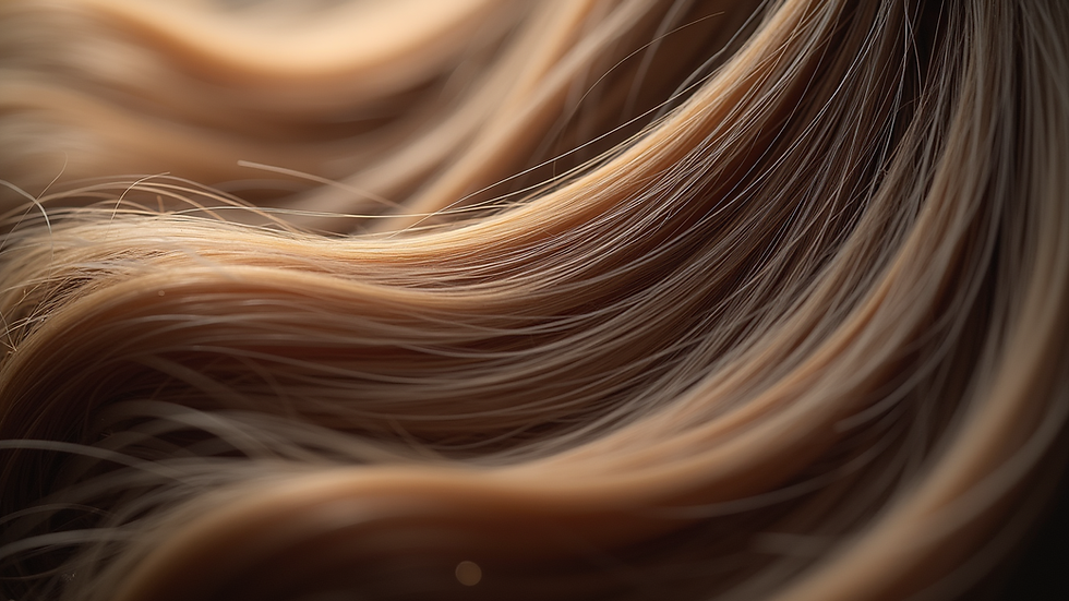 Close-up view of hair strands showing healthy hair texture