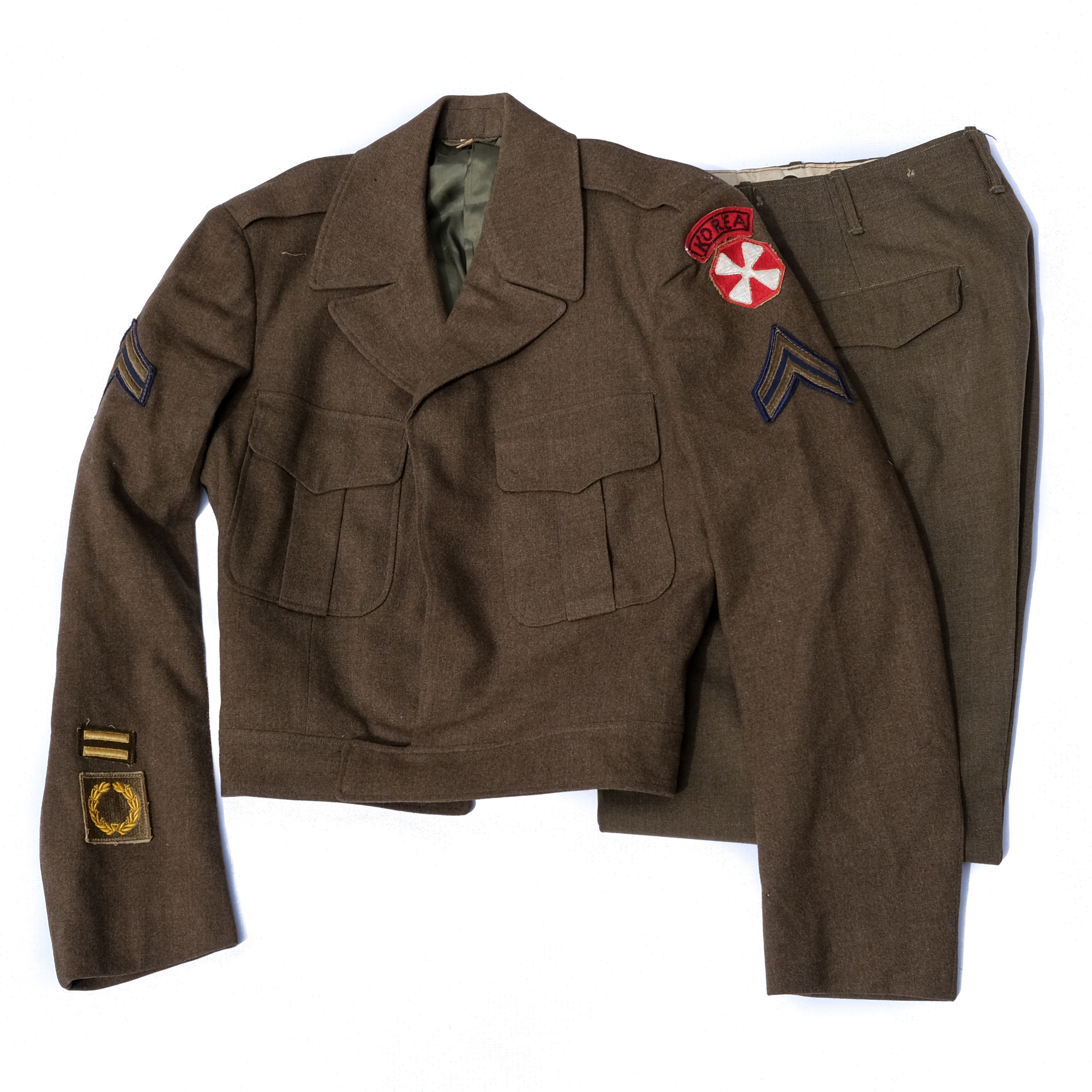 US, Korean War, 8th Army Uniform Jacket + Pants (w/ Bullion Korea Tab)