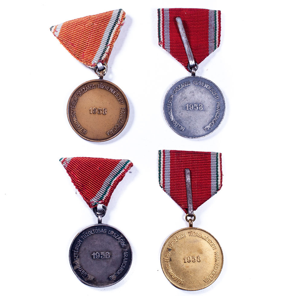 Thumbnail: A Set of 4 Hungarian Firefighter's Long Service Medals (Early)