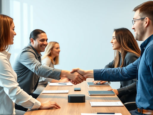 Tech team and Marketing team in a meeting embracing collaboration
