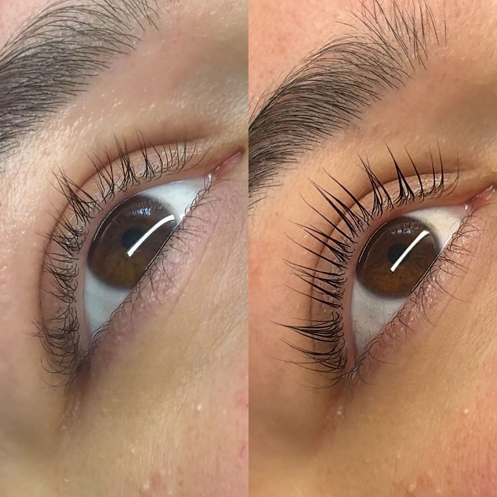 Before and after gentle Korean lash lifting treatment