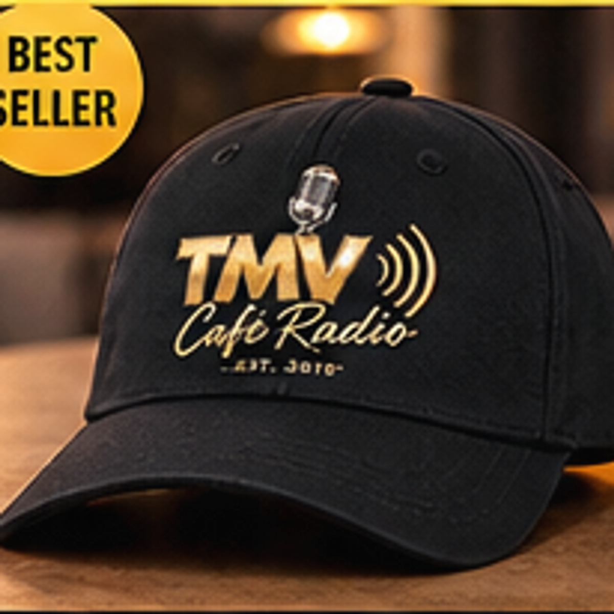 TMV Café Radio embroidered black cap