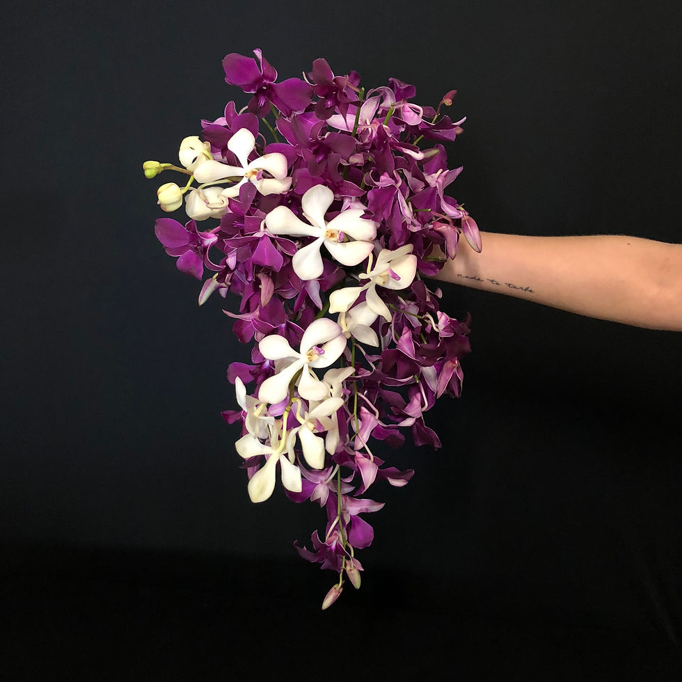 Orquídeas blancas y moradas en caída