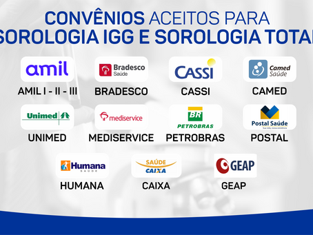 Convênios que aceitam Sorologia IGG e Anticorpos Totais