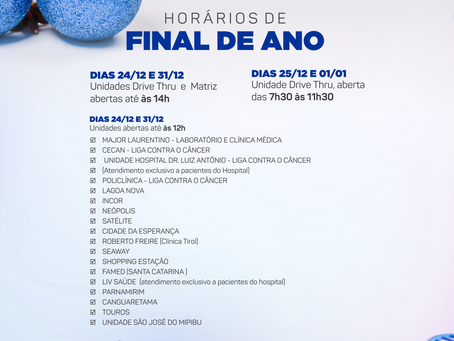 Horários de Final de Ano