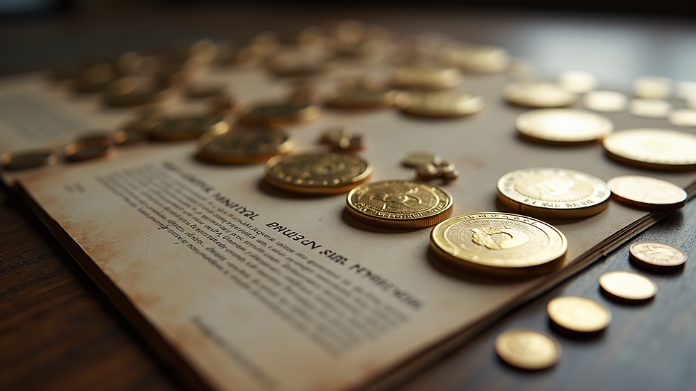 Eye-level view of a coin catalog with detailed descriptions