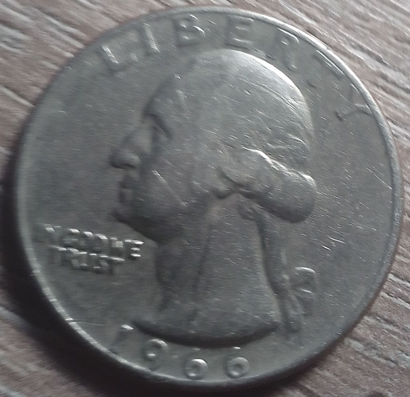 1966 Washington Quarter with Double Die"United States of America'