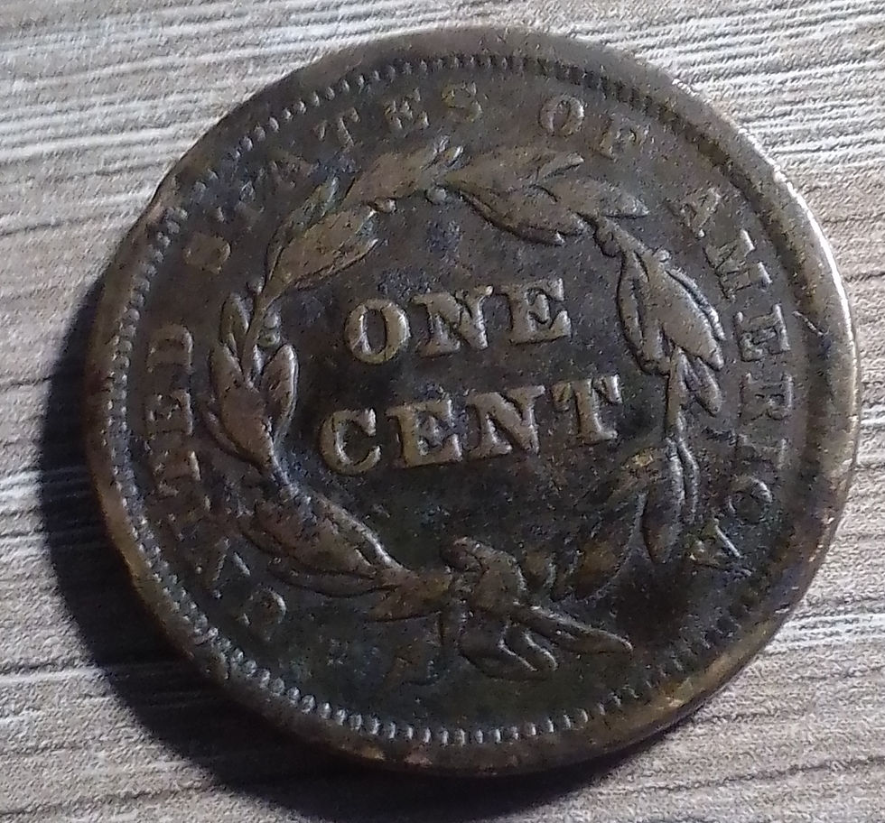 Thumbnail: 1843 Braided Hair Large Cent Petite Head and with Small Letters 