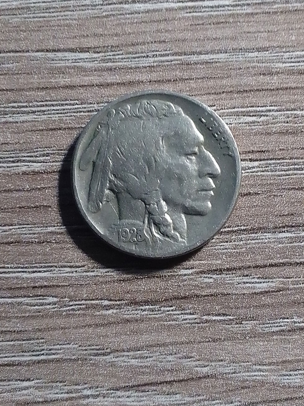 Thumbnail: 1928 Buffalo Nickel with Double Die on Year 1928 and "LIBERTY"  on Obverse 