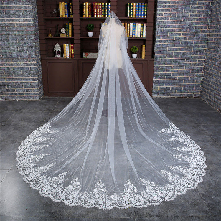 Thumbnail: Dropshipping Mopping 3 Meters Wedding Veils Pure White Veil Wedding Wedding Veil