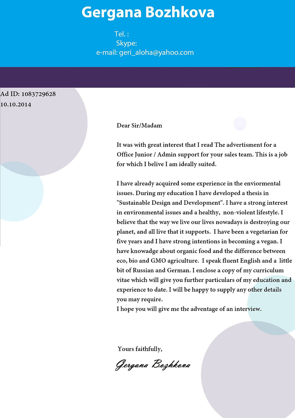 Cover letter
