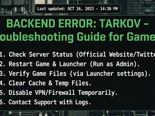 Backend Error Tarkov Troubleshooting Guide for Gamers