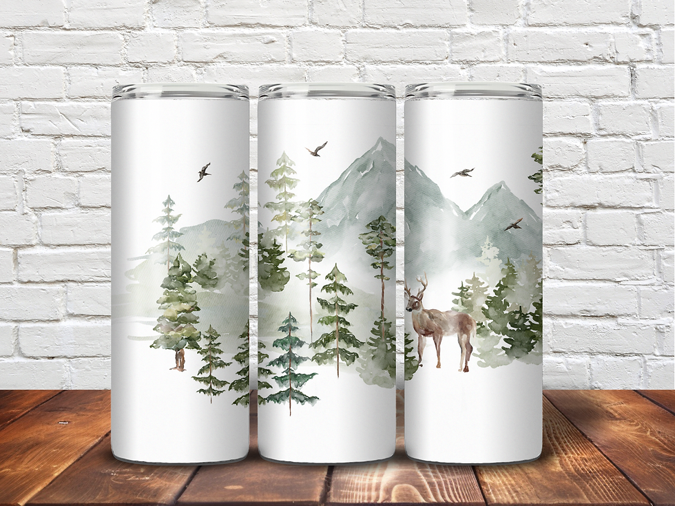 "Watercolour scenery" - 600ml steel tumbler