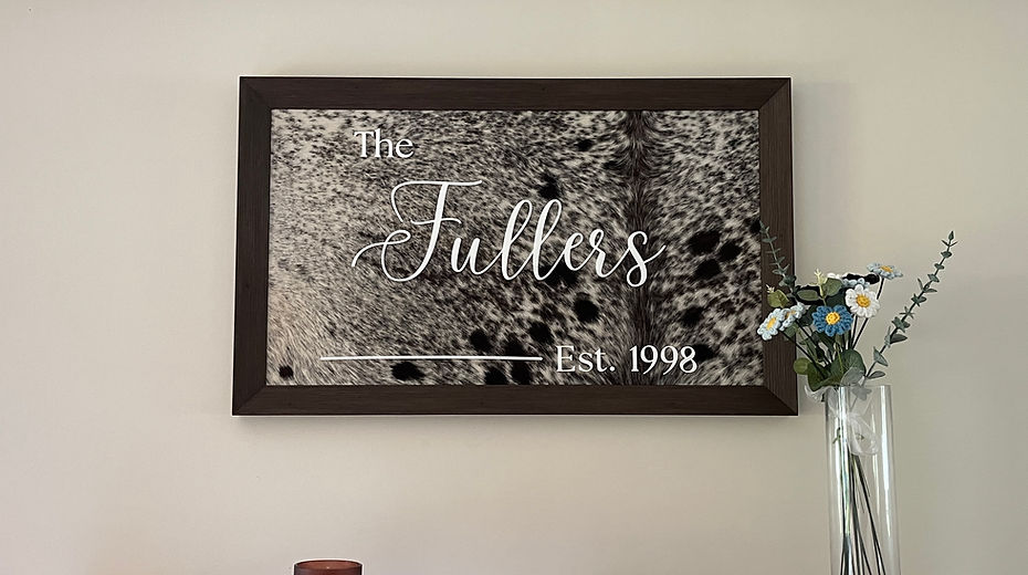 Legacy Hide Sign. Family name & est. date. High quality professional framing.