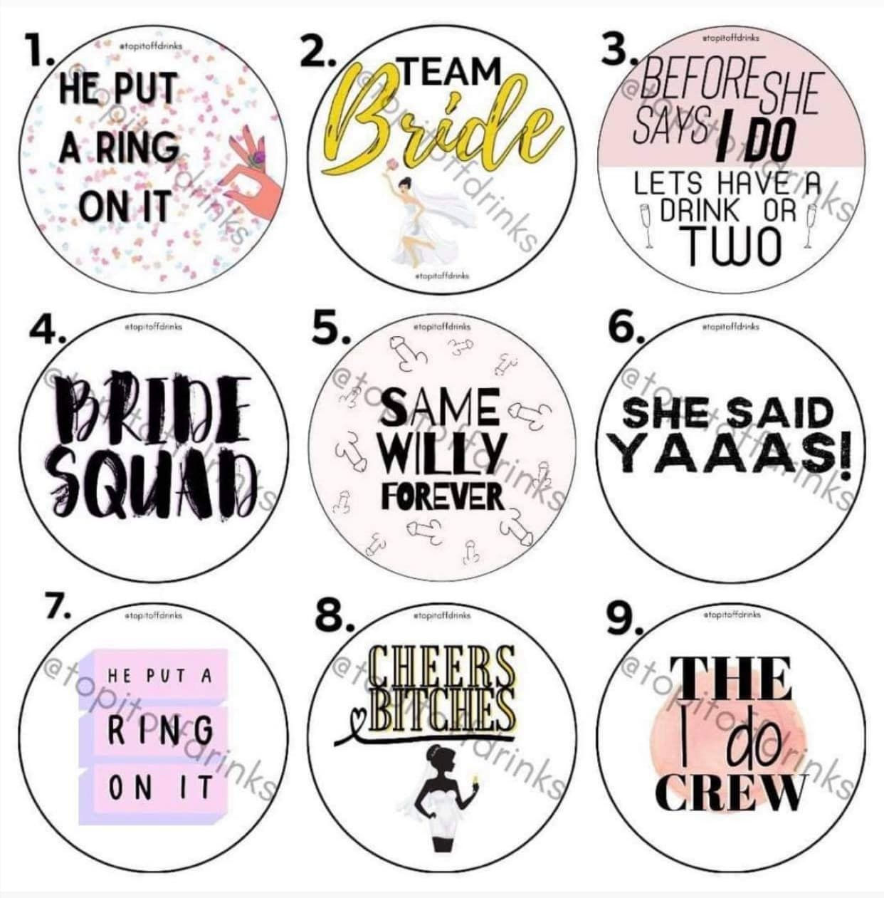 Random Mix & Match of Standard Hen Toppers (Designs 1-19)