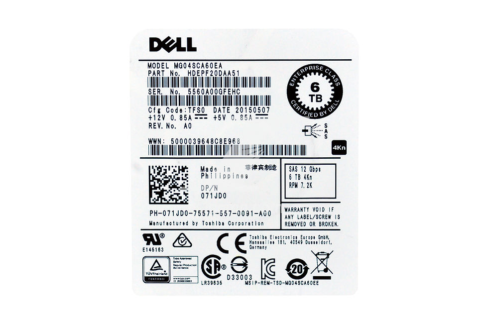 Thumbnail: Dell 71JD0 6TB 7.2K 12G SAS 3.5 Inch Hot Plug Internal Hard Drive
