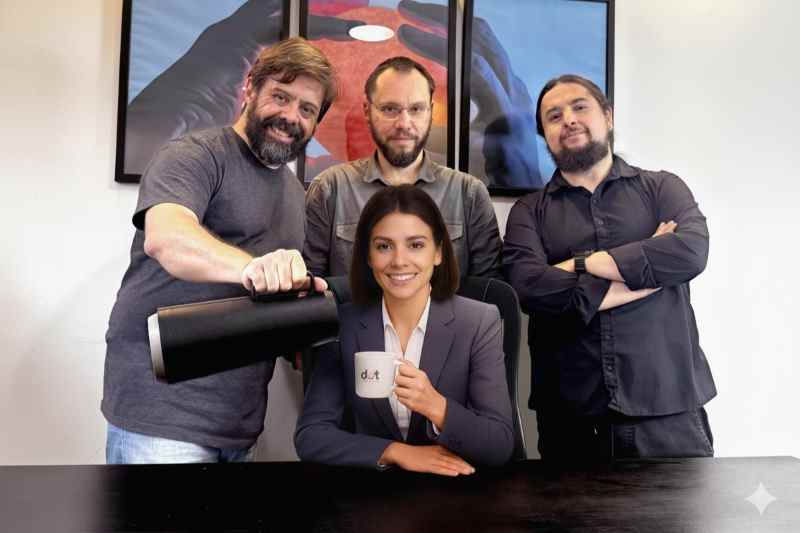 Célio, Rafael, Bruno e a IA Bê