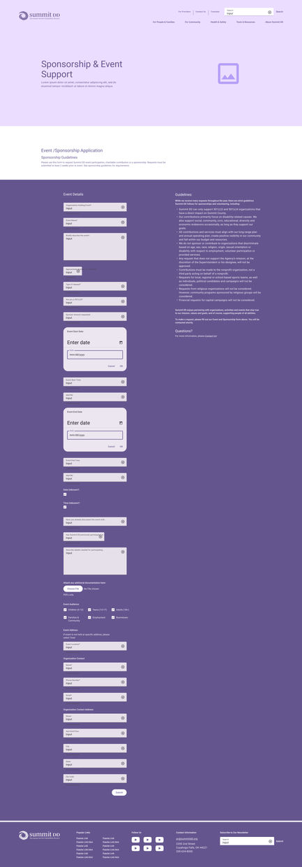 Sponsorship & Event Support - Summit DD Wireframe Desktop
