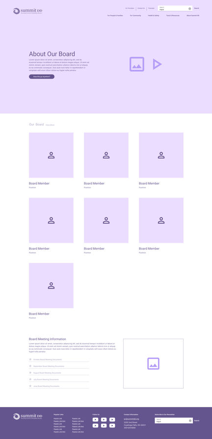 About Our Board - Summit DD Wireframe Desktop