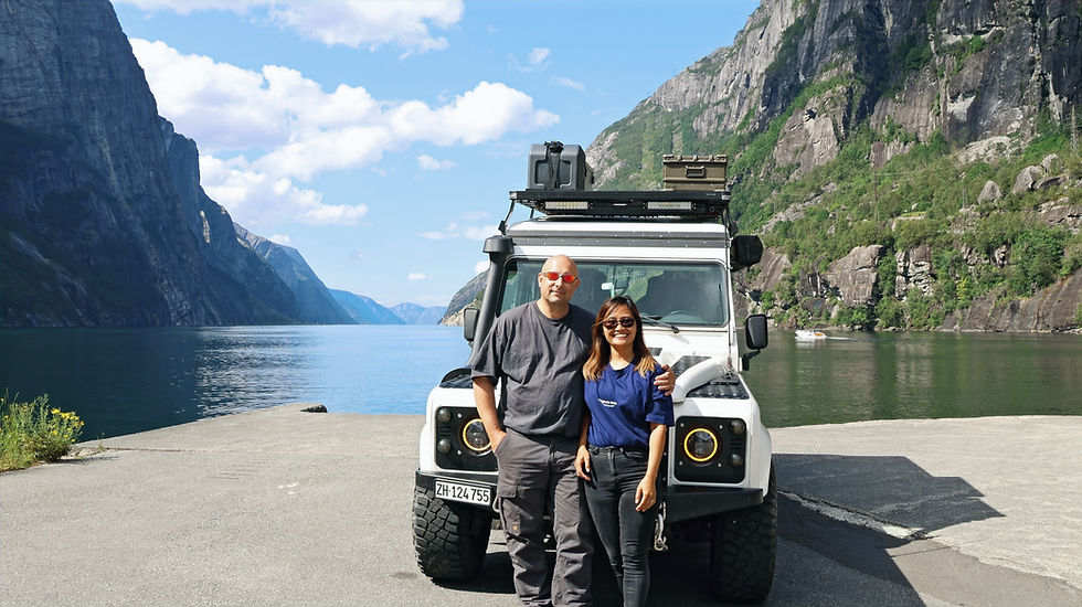 Lysebotn view sorrounded by mountains and lakes.