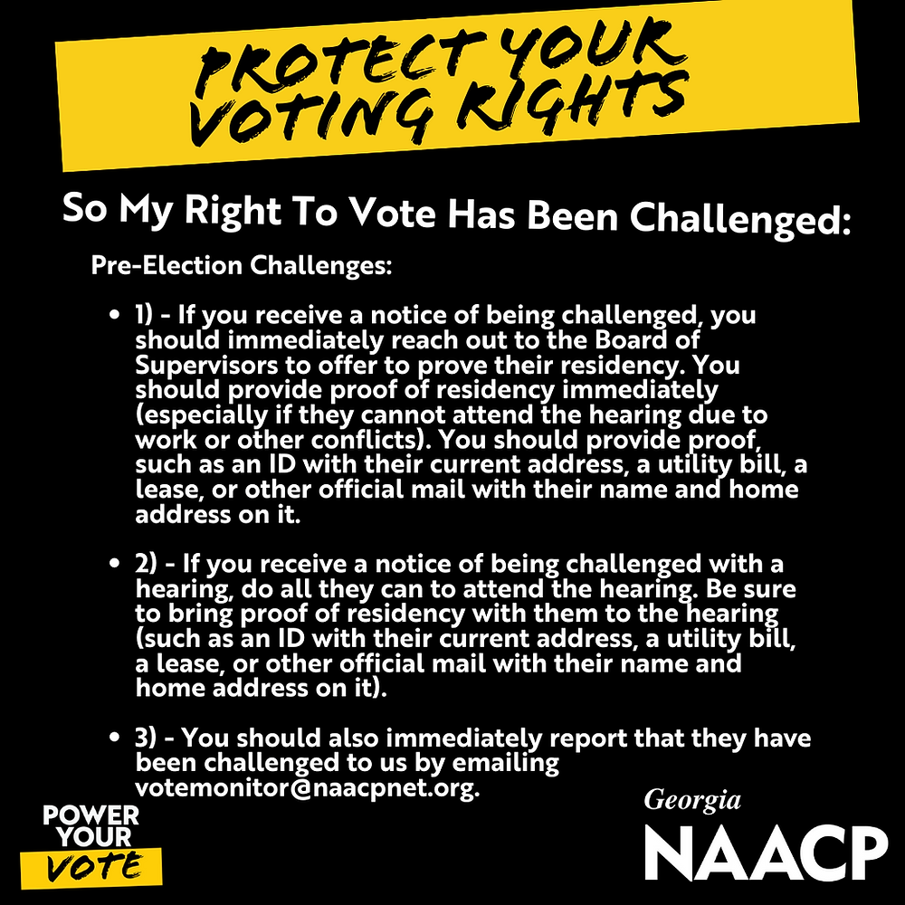 GEORGIA NAACP ISSUES GUIDANCE ON MASS VOTER CHALLENGES