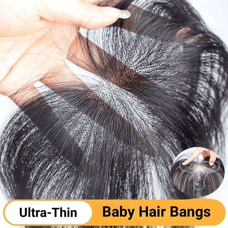 Upgraded Human Hair Bangs for Women Fully Handmade Baby Hair Bangs Natural