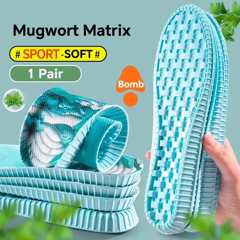 Thumbnail: 1 Pair of Sports Insoles Men Women Soft Elastic Mugwort Anti-Odor Breathable