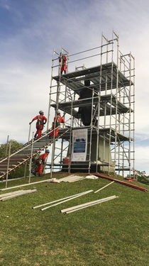 Andaime utilizado na restauração de monumentos.