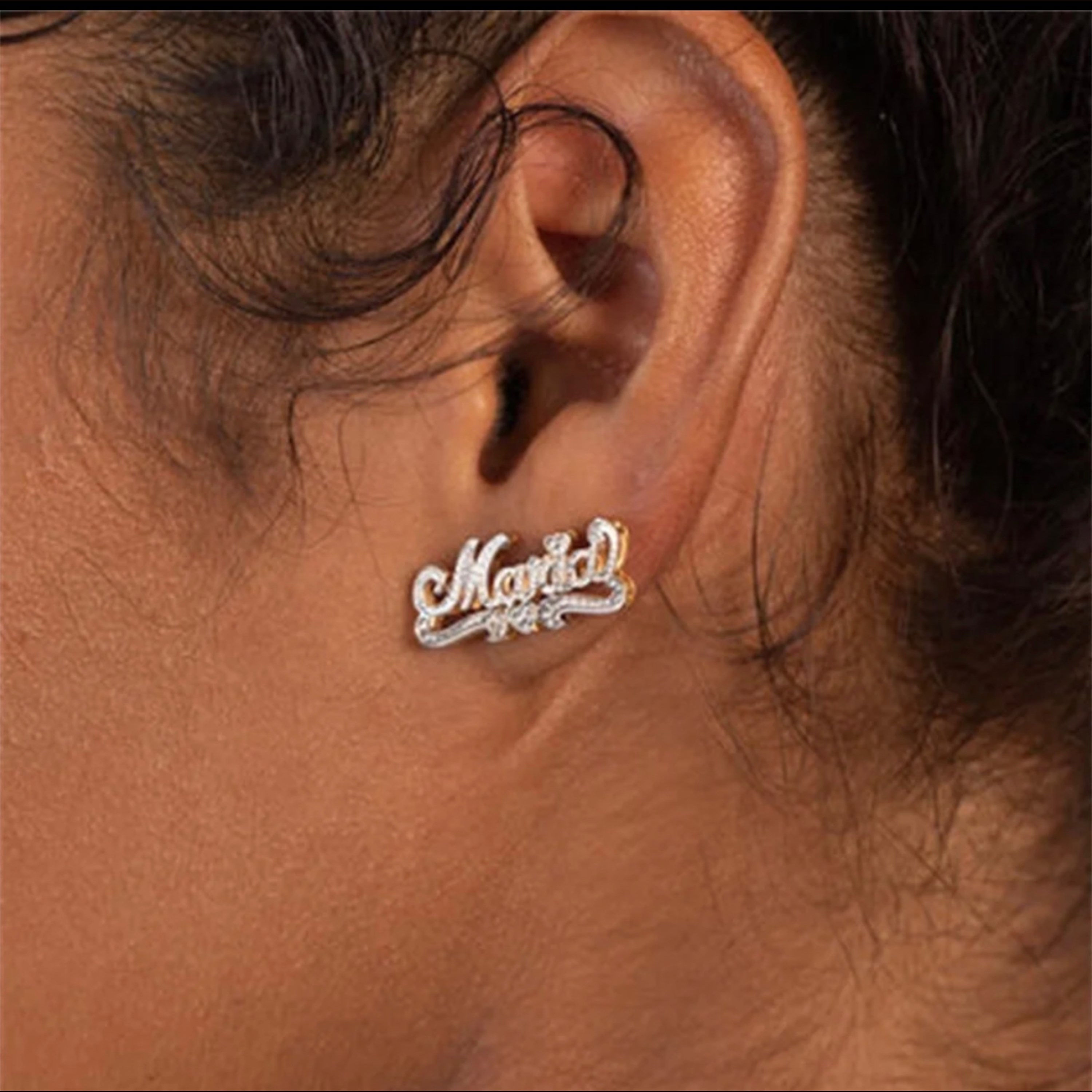 Stylish Double plated CUSTOM NAME Stud Earrings 