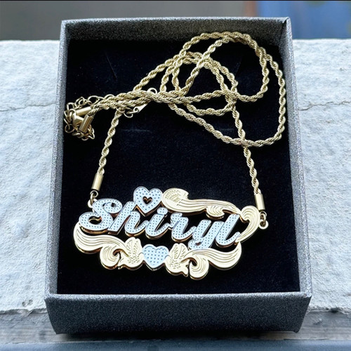 PRY Double Plate Necklace シュウト The Double Plate Classic Nameplate Necklace | The M Jewelers