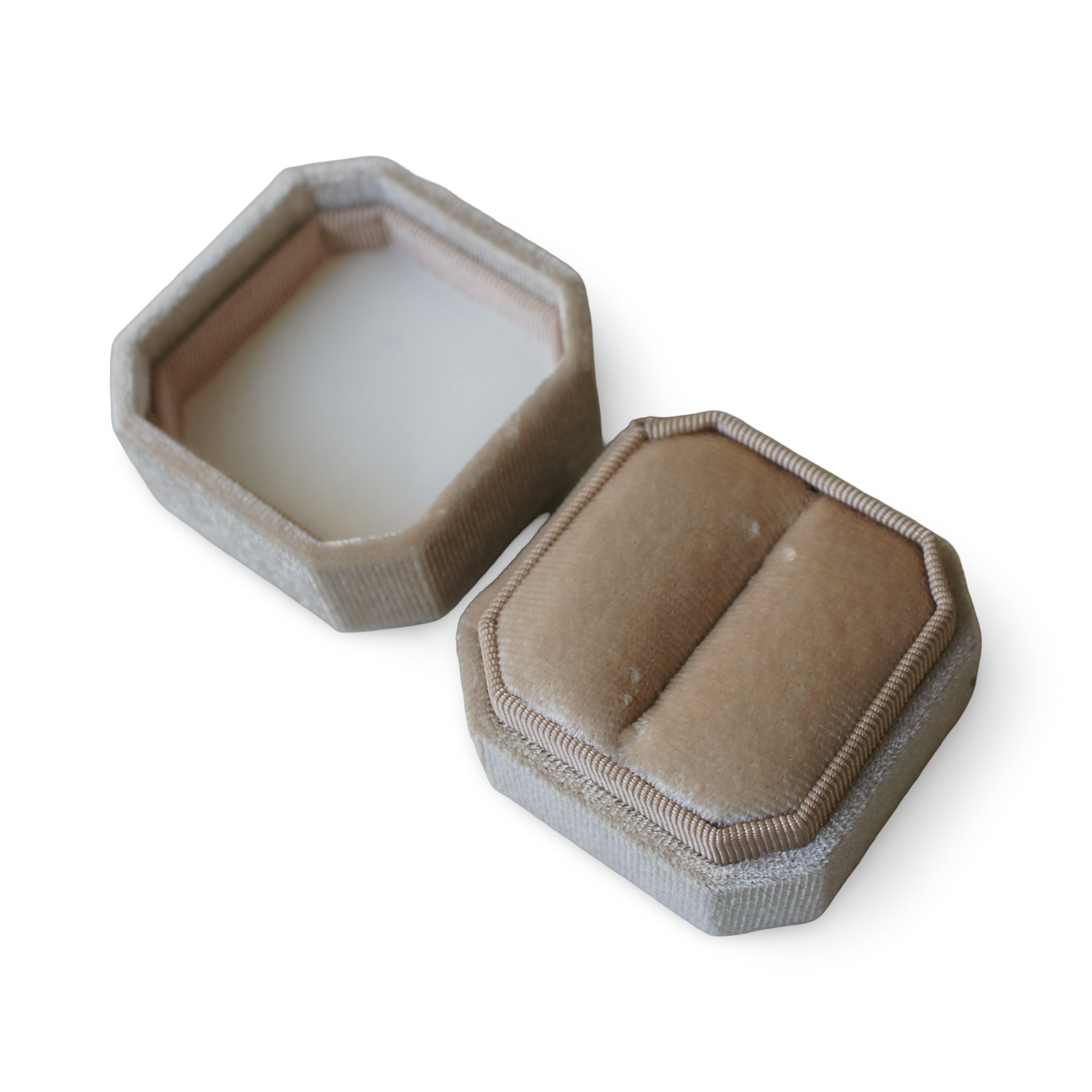 Beige Velvet Ring Box
