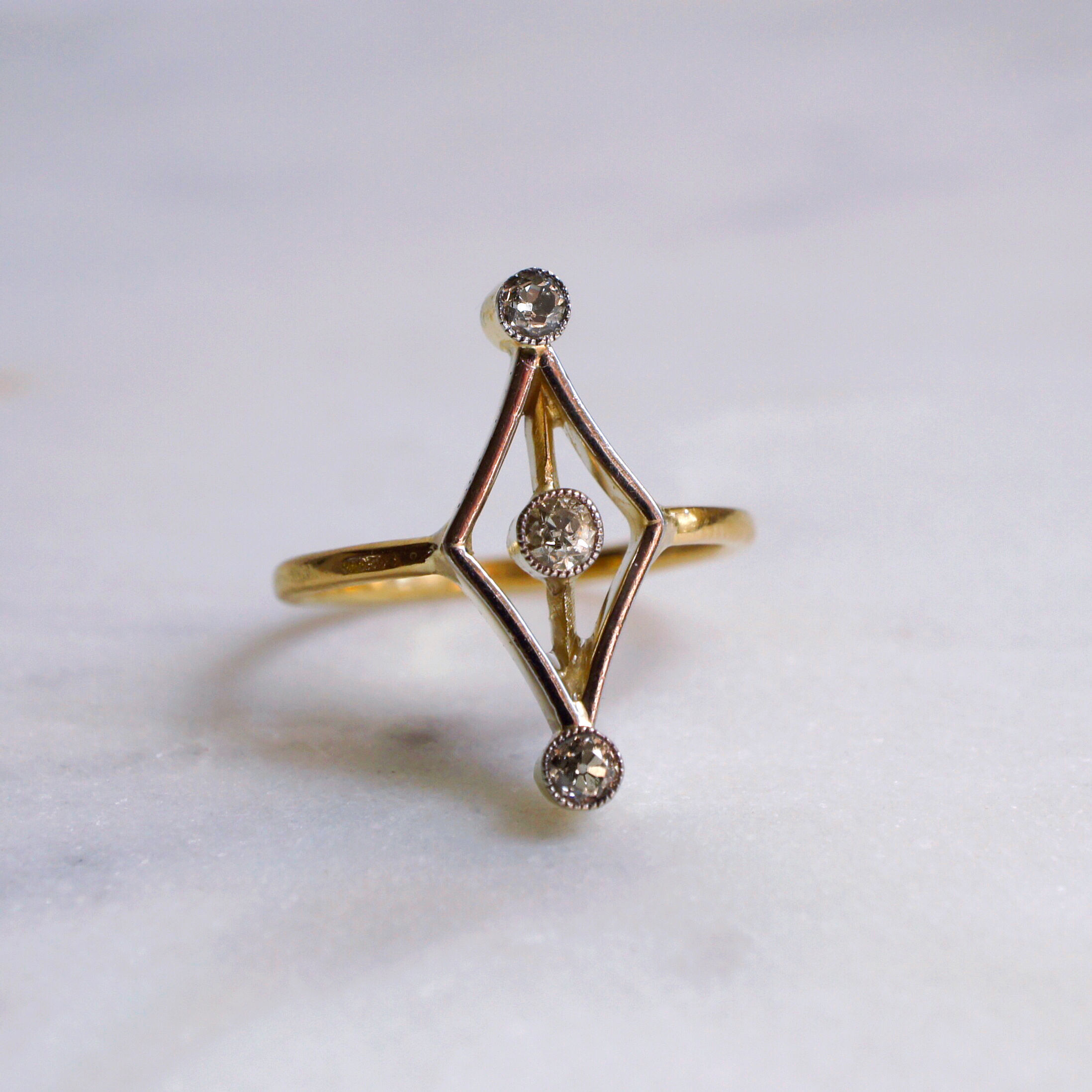 Unusual Art Deco Diamond Lozenge Ring