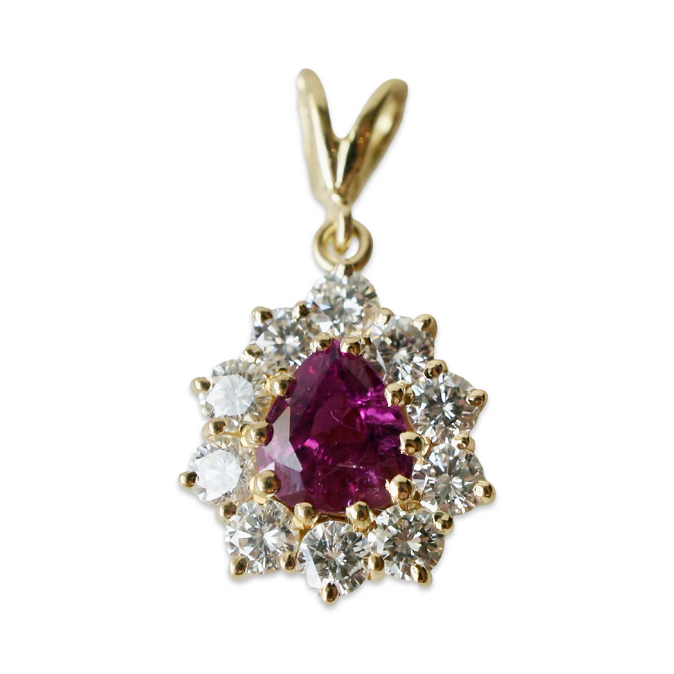 Fine Ruby and Diamond Pear Pendant